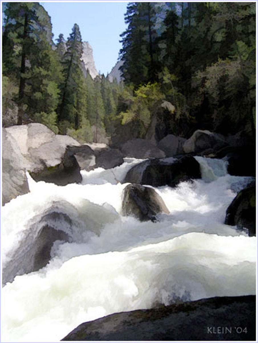 Waterfall Painting Yosemite