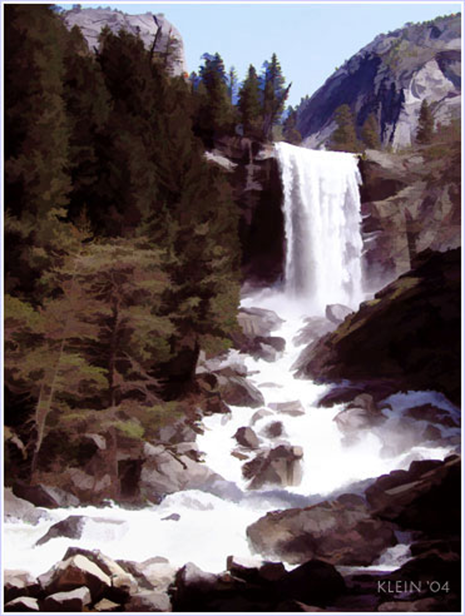 Waterfall Painting Yosemite